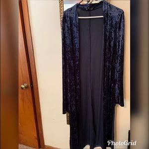 Dark blue velvet kimono
